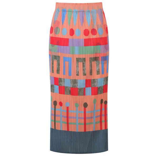 

casual dresses national style geometric print pleated skirt women's summer straight slit one-step hip wrap skirt p9ct, Black;gray