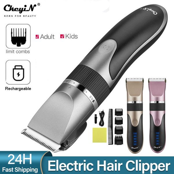 

ckeyin professional hair clipper trimmer ceramic blade men s barber rechargeable cutting machine 4 limit comb haircut kids 220707