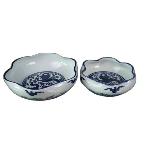 

chinese old porcelain set of blue and white dragon lace brushes pen wash, Silver
