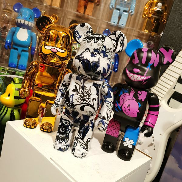 New bearbrick 400% porcellana blu e bianca innersect mostra esclusiva blocco di costruzione tendenza orso violento decorazione regalo fatto a mano 28 cm