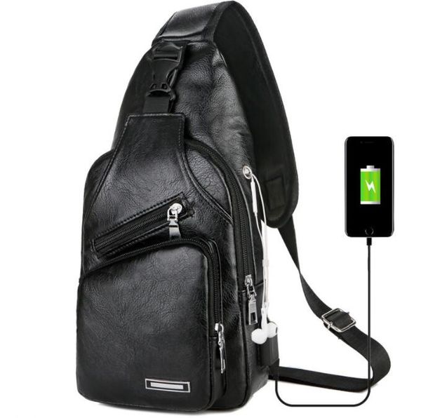 Toptan açık su geçirmez çanta önleyici USB Men Yürüyüş Kamp Yolculuk Göğüs Sling Torbaları Omuz Çapraz Vücut Paketleri Harici USB Şarj Cihazı Sırt Çantası