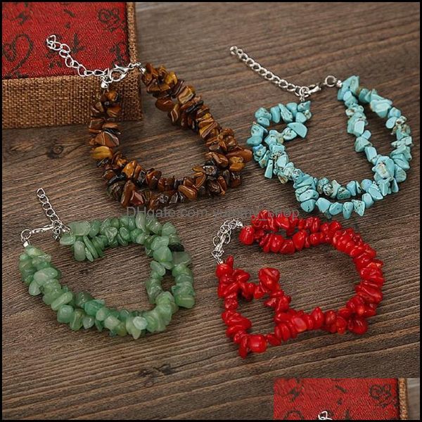 

charm bracelets jewelry fashion natural gravel stone beads bracelet green aventurine amethyst gemstones chakra jewe dh7wc, Golden;silver