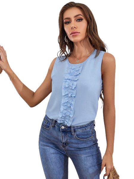 

frill trim keyhole back blouse y9gm#, White