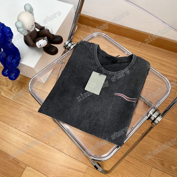 22SS Männer Frauen Designer T-Shirts T-Shirt Sea Wave Tie Dye Print Baumwolle Kurzarm Rundhalsausschnitt Streetwear Xinxinbuy Schwarz Blau M-XL