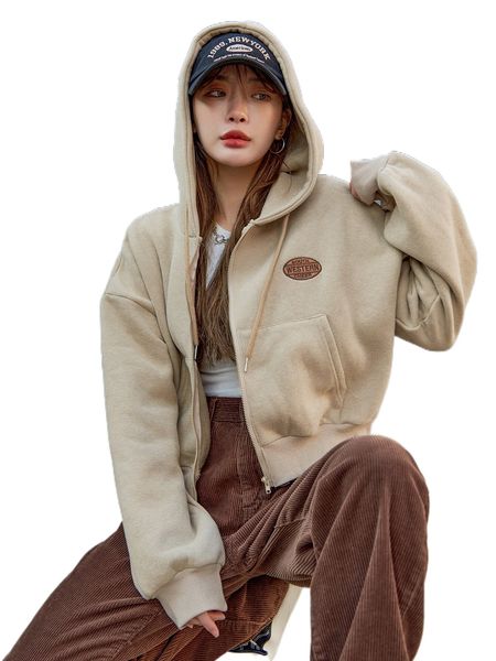 

dazy letter embroidery drop shoulder drawstring thermal hoodie 29r9#, Black