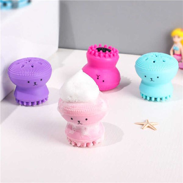 

double head jellyfish small ocs face washing brush facials cleaning brush sponge facial cleanser makeup removing massage