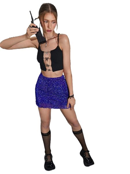 

l.ettuce t.rim m.esh b.odycon s.kirt y1jo#, Black