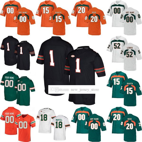 

ncaa custom miami college hurricanes football jerseys stitched michael irivin jersey tate martell n'kosi perry malik rosier jr. jarren, Black