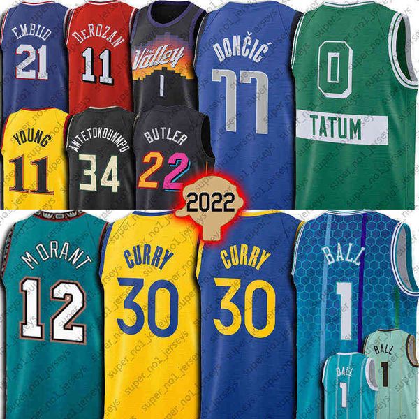 

1 lamelo ball stephen curry jersey basketball jayson ja tatum morant luka giannis 77 doncic antetokounmpo jerseys jimmy trae butler young de, Black;red