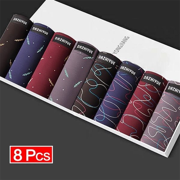 

8pcs/lot boxer shorts underwear men's underwear men's panties men's underwear pure cotton large size comfortable 220423, Black;white