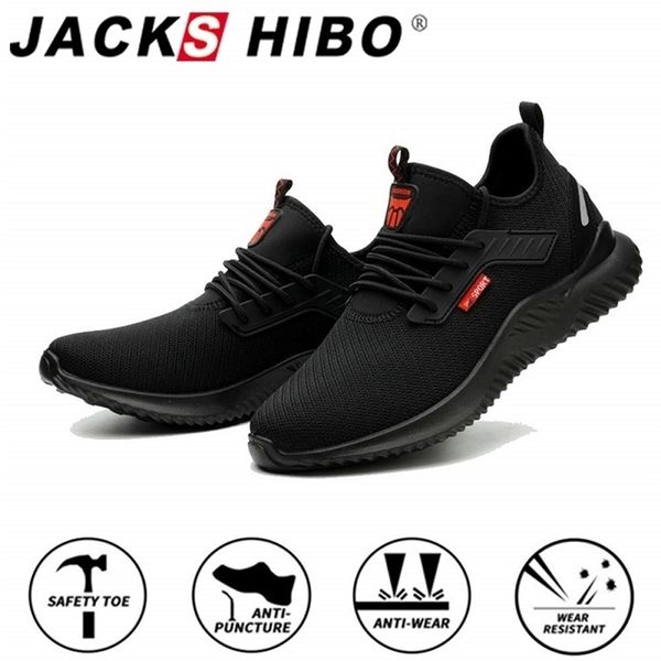 

jackshibo all season for men antismashing steel toe cap shoes indestructible safety boots work sneakers y200915, Black;brown