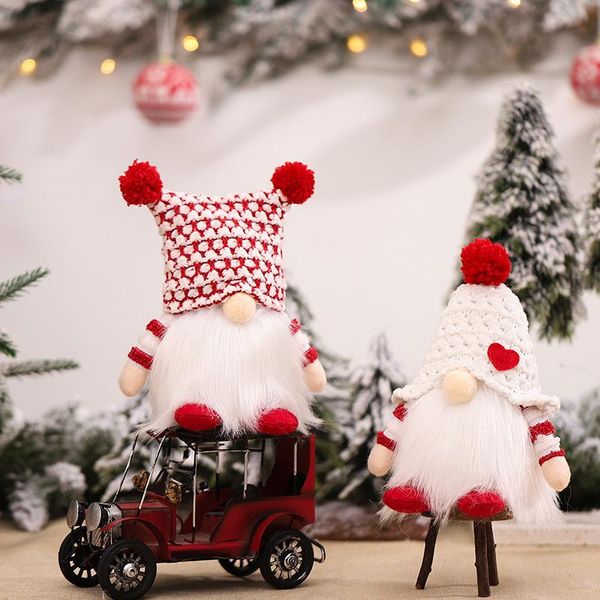 Рождественские украшения домашнее украшение вязаная шляпа карликовая кукла белая борода безработная сцена