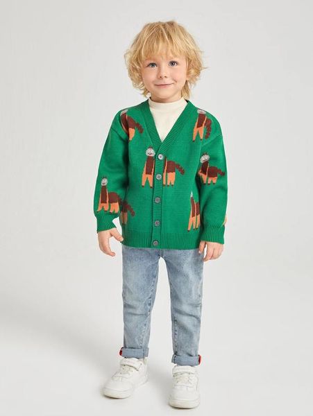 

toddler boys cartoon pattern drop shoulder cardigan she01, Blue