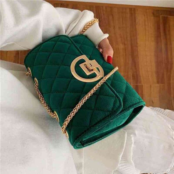 

fashion women velvet leather handbag luxury designer bag chains shoulder messenger bag with hasp purses sac a main 2022 new g220526