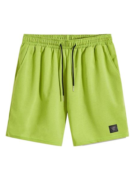 

men patched drawstring track shorts j38f#, White;black