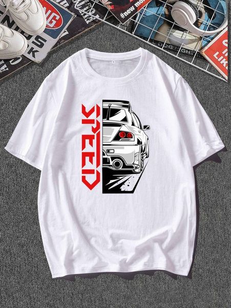 

men letter & car print tee w9hd#, White;black