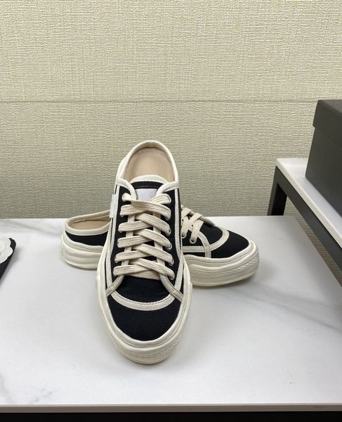 

summer platform beach woman canvas runner shoes ladies outdoor slip on slippers thick bottom backless slides loafer sneakers sandal casual s