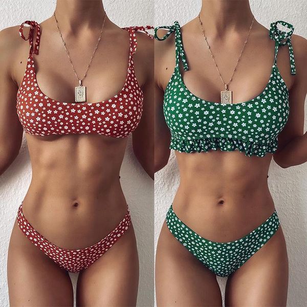 Summer Small Broken Flower Elegant Women Swimwear Sexy Bandgae Bikini Sandbeach Set in due pezzi P-CC138 Tute da donna