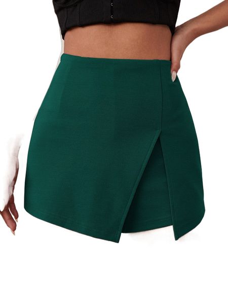 

sxy solid split front skort a98j#, White;black