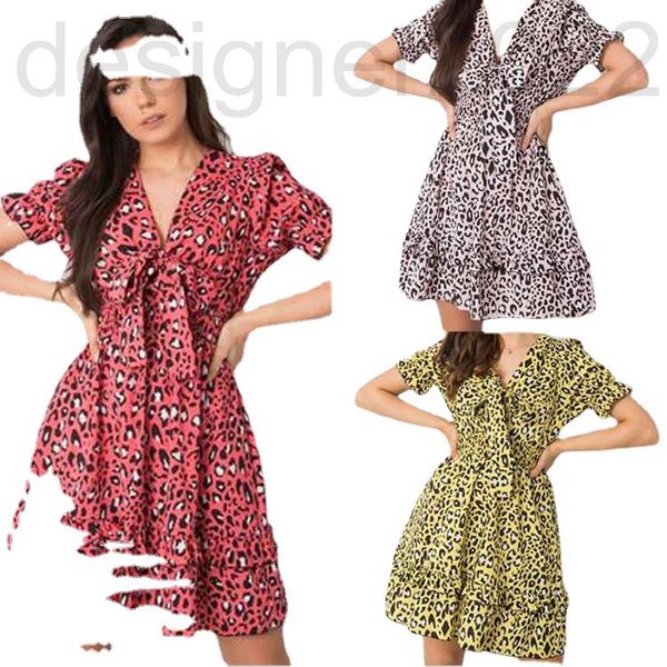 

casual dresses designer crossover short skirt print decor dress 6h2n, Black;gray