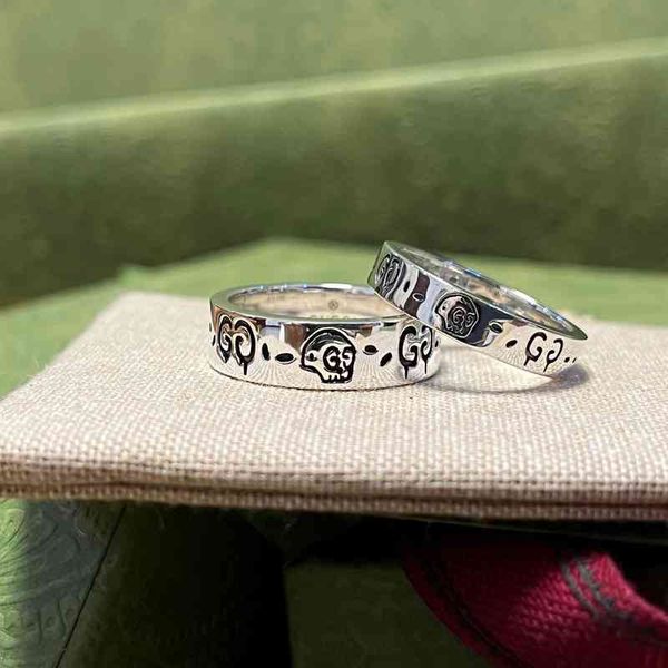 

2022 factory wholesale new skull couple silver elf ring zq97