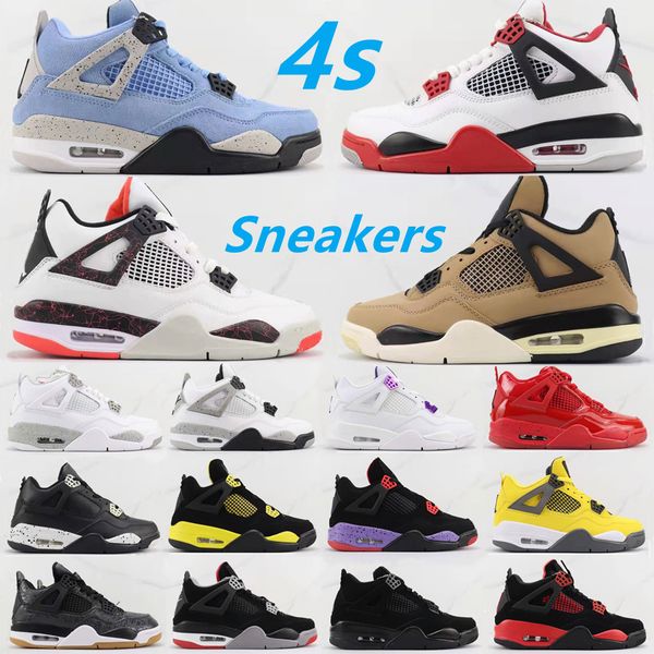 

famous designer jumpman 4s basketball shoes leather breathable mesh high-men university blue sports shoe outdoor leisure man platform sneake, Black
