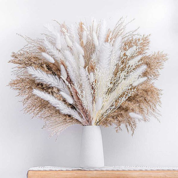 Artes e artesanato Popular Pampas Grass Pequena Reed Rabbit Tail Dust Blowing Nordic Style Decoração caseira misturada com buquê de flores secas