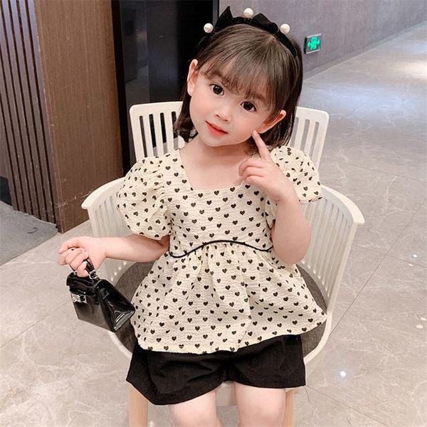 

toddler clothes for girls heart vest short girls clothing summer clothes for girls casual style children's tracksuits 210412, White