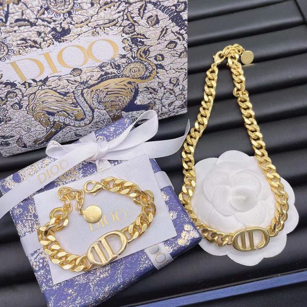 

factory direct brand 2022 new d family cd letter neck chain necklace dijiawang red high version bracelet gold necklaces for women, Silver