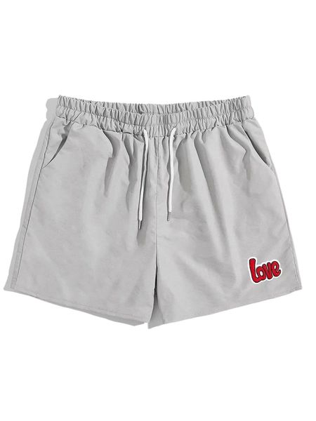 

romwe guys letter embroidery shorts t2e7#, White;black