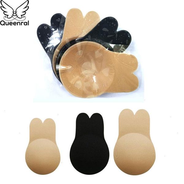 

v 2 pairs invisible adhesive bra push up bralette strapless reusable underwear women silicone, Red;black
