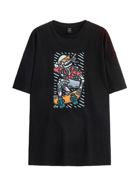 

x chapter eight drop shoulder skull print tee o9ms#, White