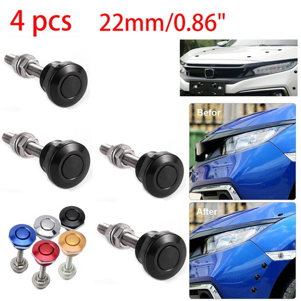 22mm 4 pezzi universale per auto pulsante cofano cofano pin blocco clip kit sgancio rapido sexy cofani motore accessori styling