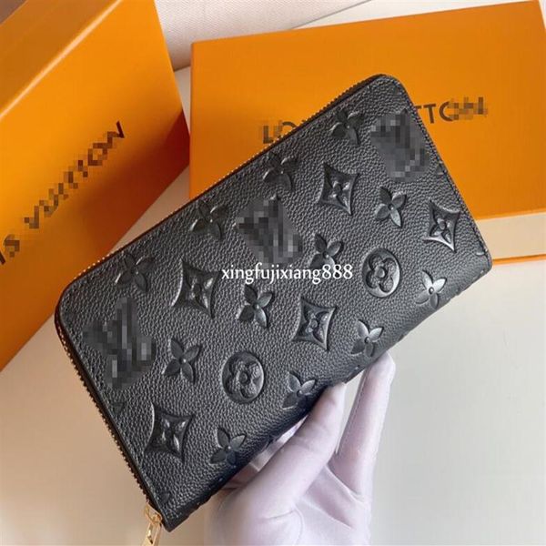 

2022 designer zippy wallet leather mens womens iconic textured fashion long zipper wallets coin purse card case holde306q, Red;black