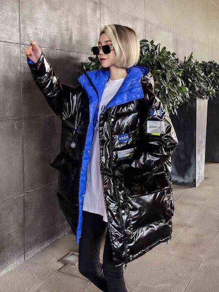 21 autunno e inverno nuova moda coreana di alta qualità alla moda e calda di media lunghezza Adererror cappotto piumino con cappuccio lucido T220802