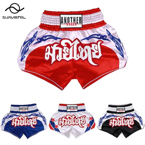 Shorts masculinos Cores da moda feminino Muay thai Homens de boxe de boxe bordados de combate respirável lutando com troncos de troncos