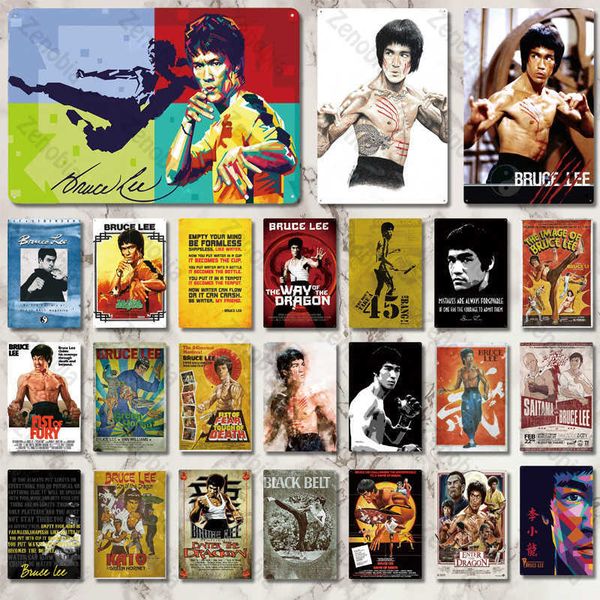 

bruce lee metal poster plaque metal vintage actor metal sign wall decor for man cave bar pub club