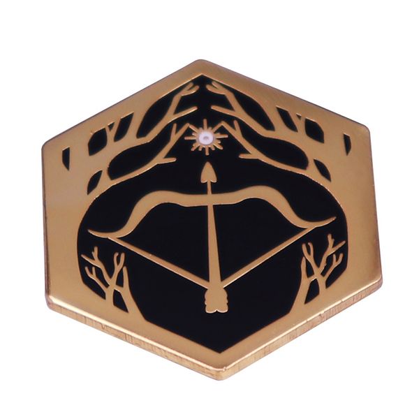 

dnd ranger class enamel pin hunter's mark pin d20 critical hit bow and arrow brooch, Blue