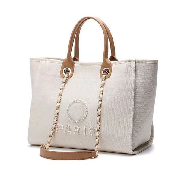 

designers luxury fashion beach bags brand ch women handbags pearl evening bag female canvas portable high-capacity classic trend big handbag, Black;red