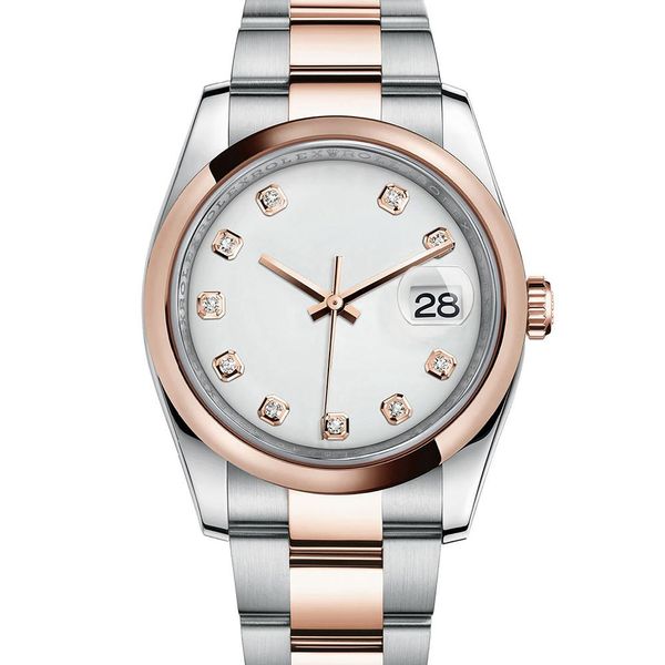 Relógio asiático de alta qualidade 2813 Sports Automático Mechanical Ladies Wristwatch 36mm Diamante branco Dial Fashion Cabine