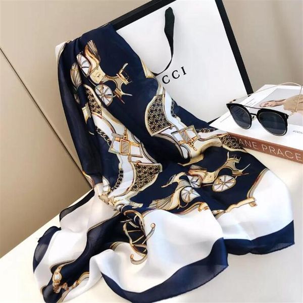

2021 famous designer ms. xin design gift silk scarves scarf 1800x90cm delivery2786, Blue;gray