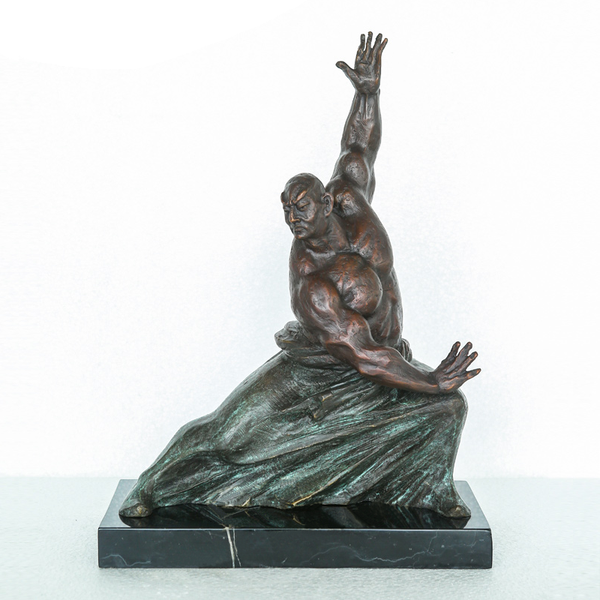 

bronze practicing kung fu man statue sculpture exquisite sport figurine art gorgeous home decoration, Silver