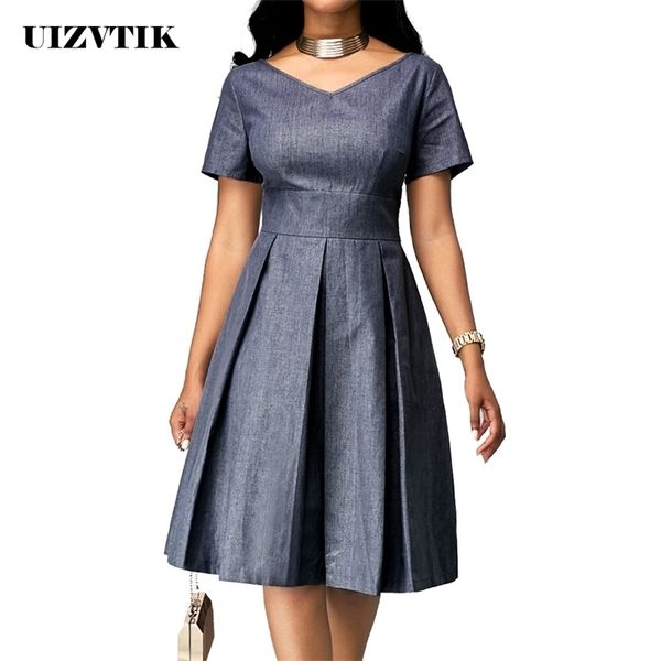 

summer dress women casual plus size slim solid office a line dresses elegant vintage v neck long evening party dress y200102, White;black