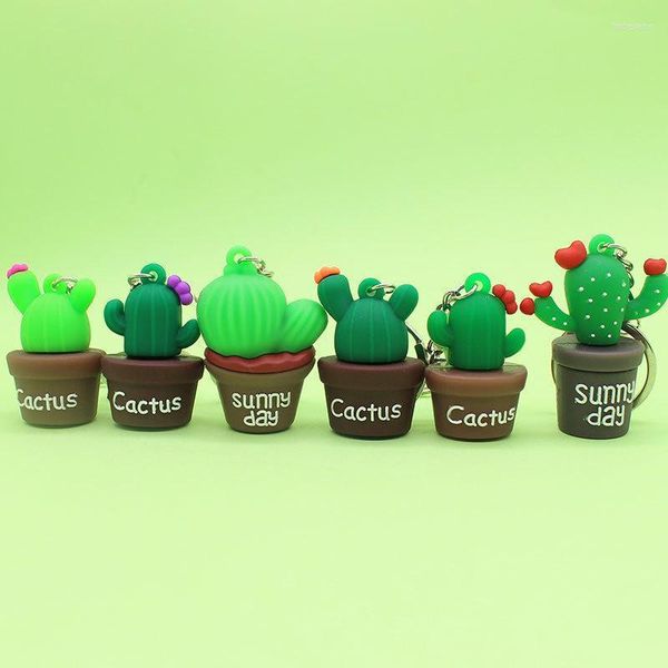 Portachiavi Mini Cactus Portachiavi Ciondolo sacchetto di plastica morbida Pianta verde in vaso Regalo in pvc Accessori portachiavi all'ingrossoPortachiavi Forb22