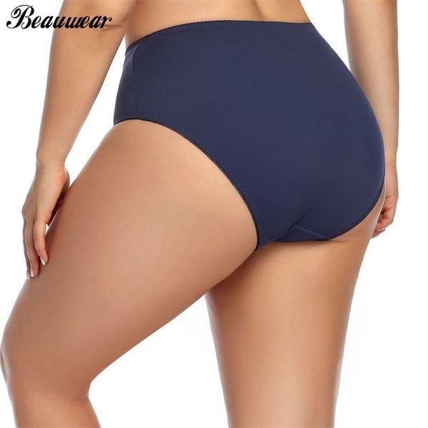 

beauwear high waist panties for women underwear ladies big size briefs traceless plus thin satin female 220426, Black;pink