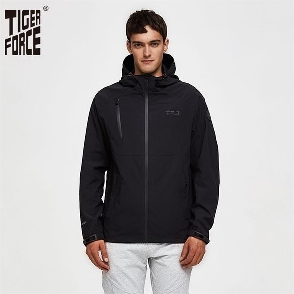 

tiger force mens casual spring jacket male hooded windbreaker windproof plus size coats male outerwear overcoat 201116, Black;brown