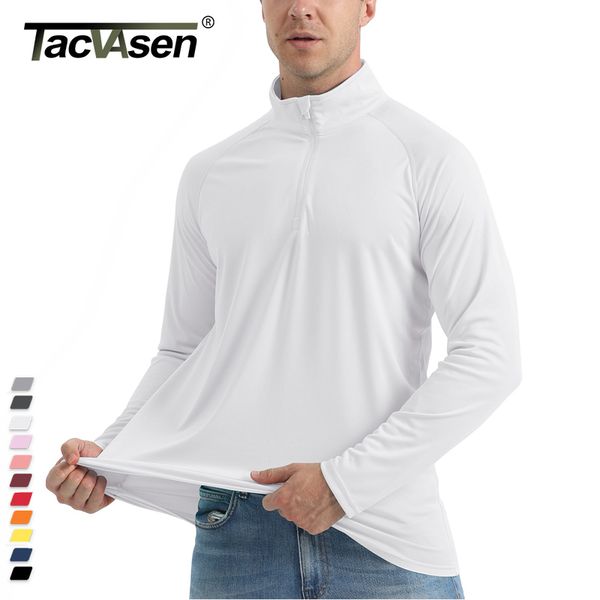

tacvasen upf 50 sun uv protection t shirt men s 1 4 zip pullover outdoor fishing swimming hiking performance uv tee shirts 220616, White;black
