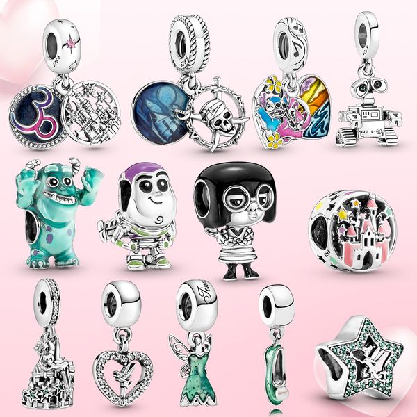 Neue beliebte 925 Sterling Silber Schmuck Perlen Silber Charm Tinker Bell Anhänger Märchenschloss für Original Pandora Halsketten Frauen Modeschmuck Geschenke