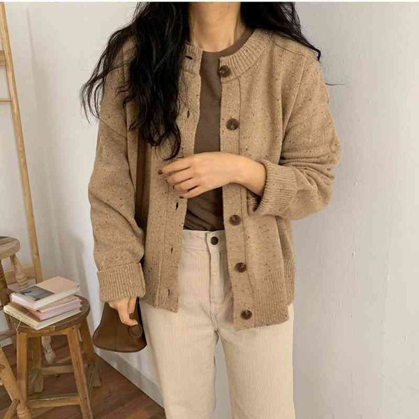 

knit cardigan women korean soft single breasted casual coat outwear female harajuk autumn winter clothes 210415, White;black