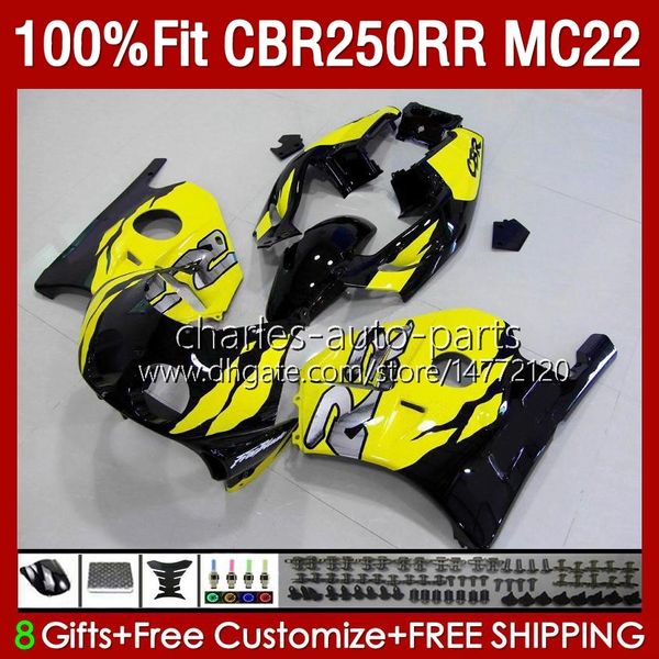 Iniezione Carene Per HONDA CBR250RR 1990 1991 1992 1995 1996 1997 1998 1999 131No.121 MC22 CBR250 CBR 250RR 250 RR CC 250CC 90 91 92 93 94 95 96 97 98 99 Corpo Nero giallo